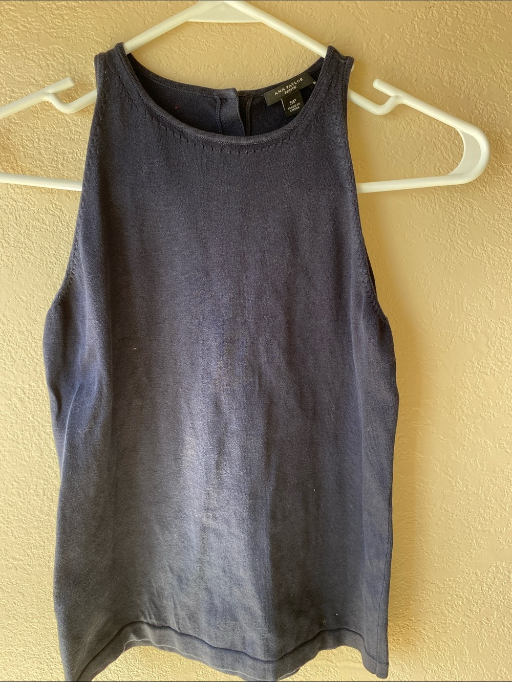 Ann Taylor Dark Navy High-Neck Tank